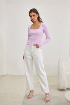 Lilac Purple Long Sleeve Knit Top
