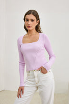 Lilac Purple Long Sleeve Knit Top