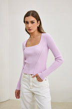 Lilac Purple Long Sleeve Knit Top