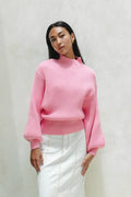 Pink Balloon Sleeve Knit Sweater