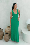 V-Neck Knit Maxi Dress