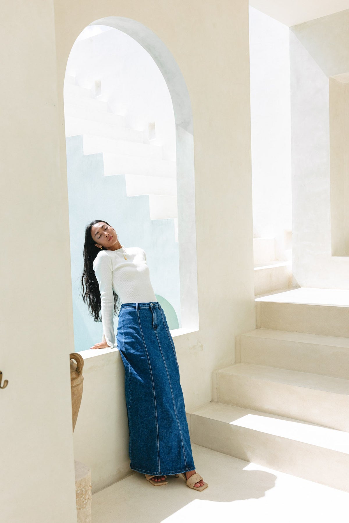 Off-White Long Sleeve Knit Top