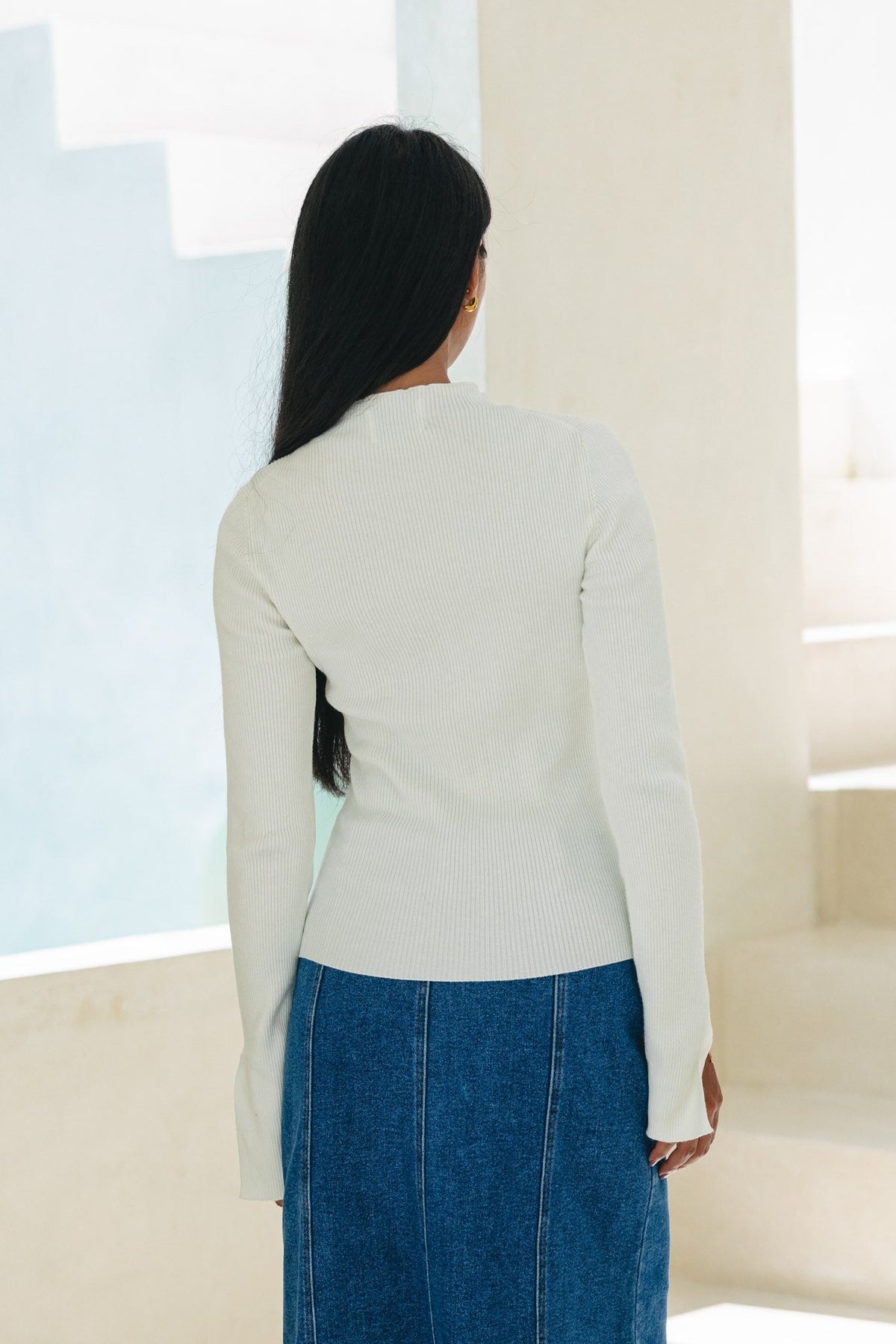 Off-White Long Sleeve Knit Top