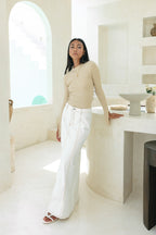 Beige Long Sleeve Knit Top