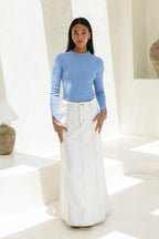 Blue Long Sleeve Knit Top