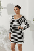 Black White Stripe Knit Mini Dress