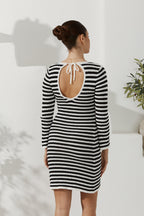 Black White Stripe Knit Mini Dress