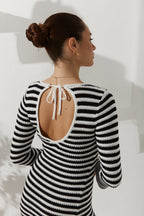 Black White Stripe Knit Mini Dress