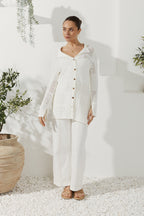 White Crochet Knit Cardigan