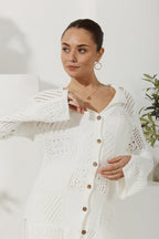 White Crochet Knit Cardigan
