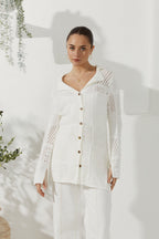 White Crochet Knit Cardigan