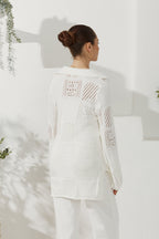 White Crochet Knit Cardigan