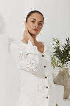 White Crochet Knit Cardigan