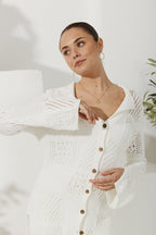 White Crochet Knit Cardigan