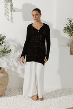 Black Crochet Knit Cardigan