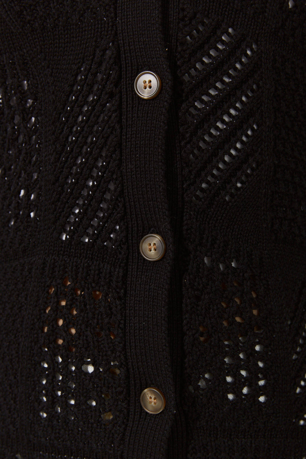 Black Crochet Knit Cardigan
