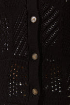 Black Crochet Knit Cardigan