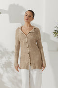 Beige Crochet Knit Cardigan