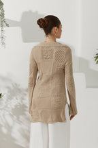 Beige Crochet Knit Cardigan