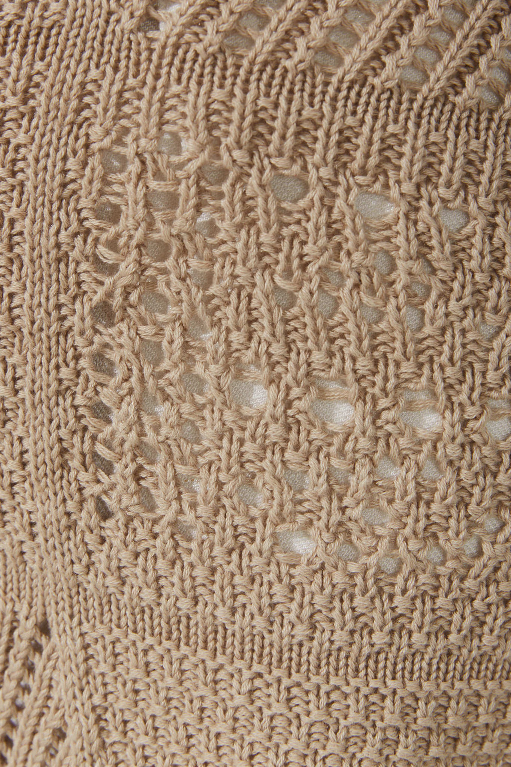 Beige Crochet Knit Cardigan