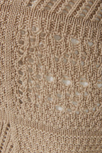 Beige Crochet Knit Cardigan