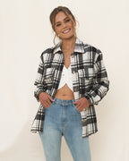 Black Check Wool Blend Shacket
