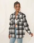 Black Check Wool Blend Shacket