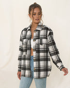 Black Check Wool Blend Shacket