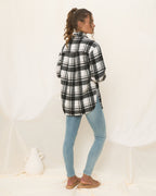 Black Check Wool Blend Shacket