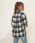 Black Check Wool Blend Shacket