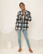 Black Check Wool Blend Shacket