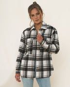 Black Check Wool Blend Shacket