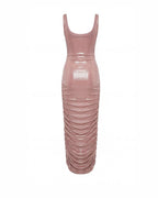 Liquid Rose Gold Fitted Midi Dress
