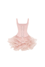 Layered Floral Soft-Pink Tulle Mini Skirt