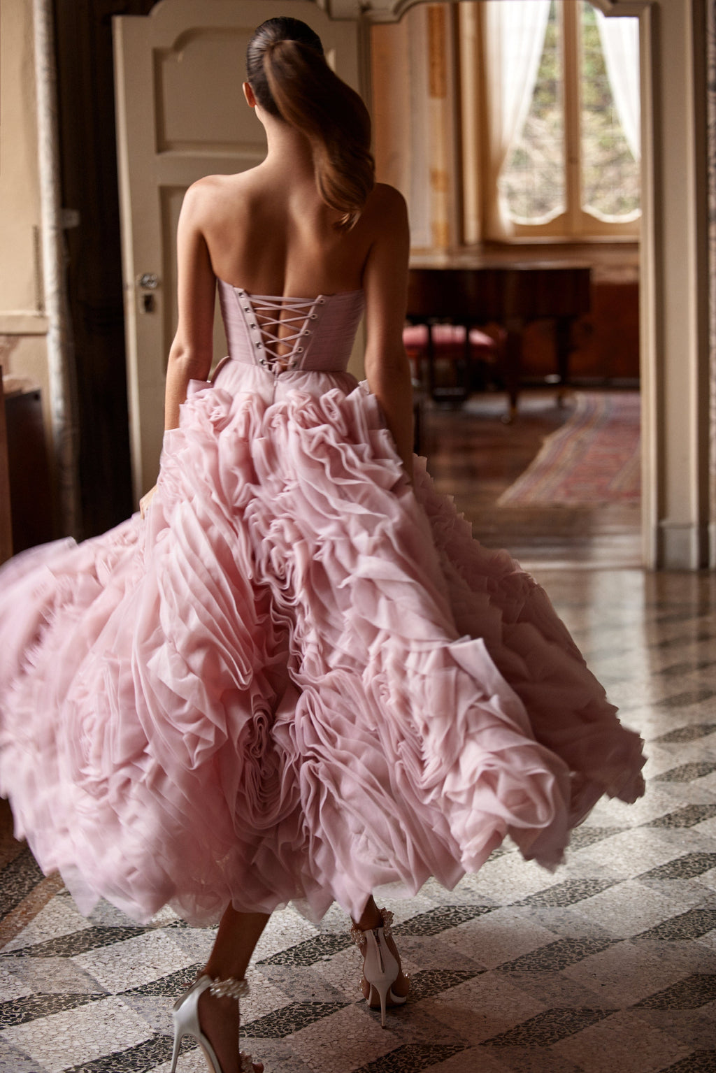 Built-In-Cups Misty-Rose Double-Lining Formal Dress