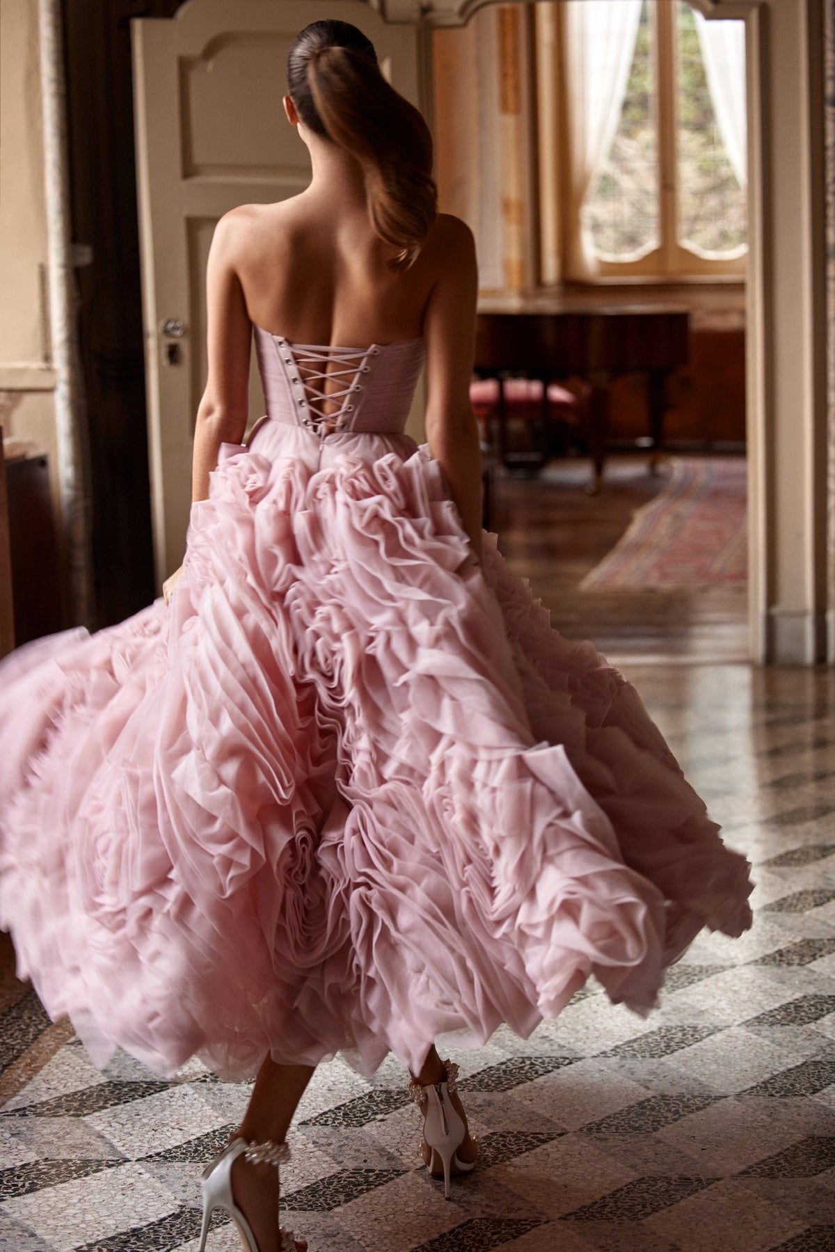 Built-In-Cups Misty-Rose Double-Lining Formal Dress