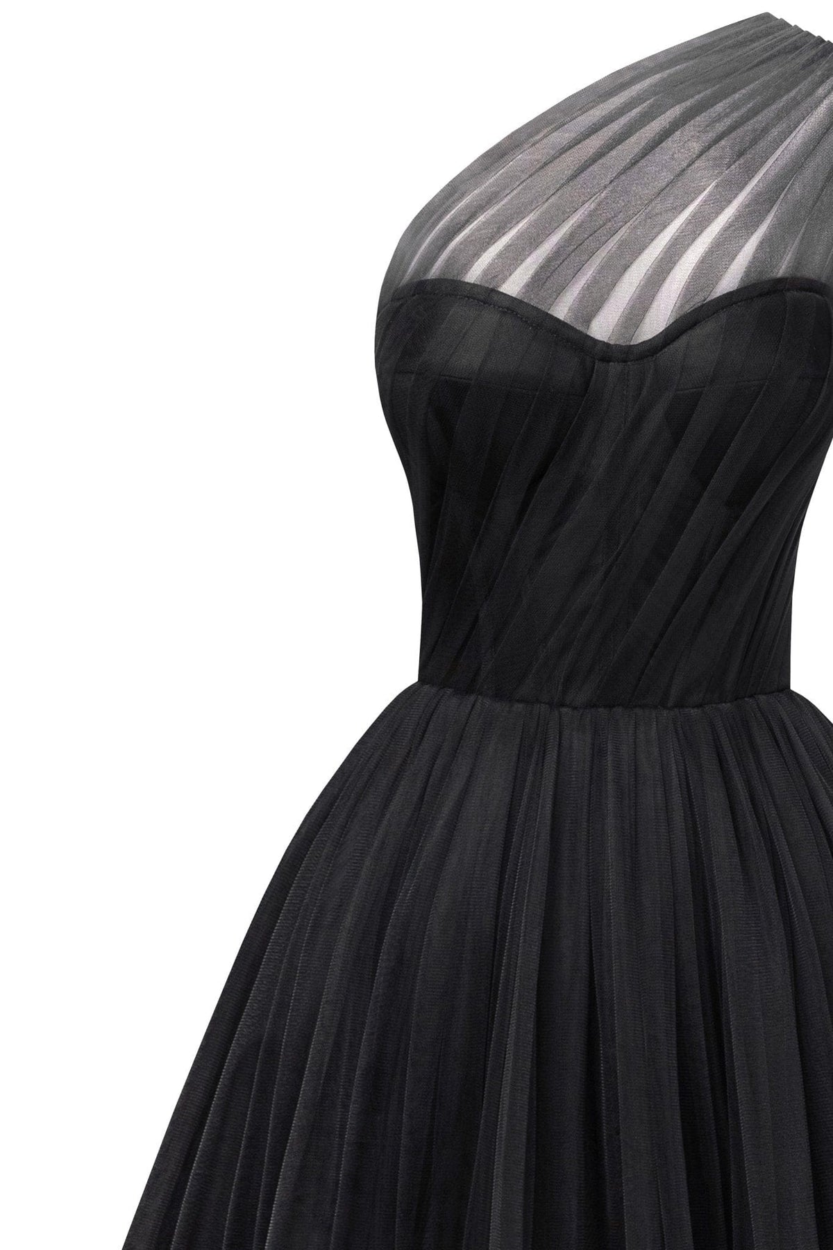 Black One-Shoulder Cocktail Tulle Dress - Milla