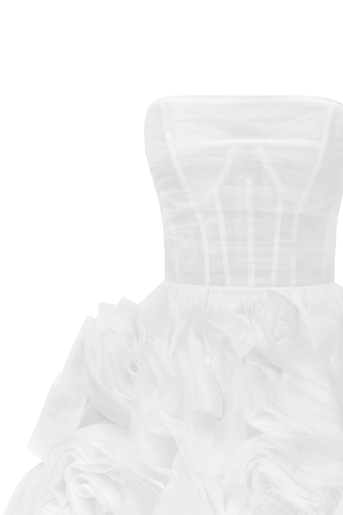Semi-Sheer Bustier Built-Cup Lace-Up Dress