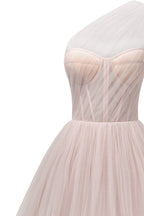 Misty Rose One-Shoulder Cocktail Tulle Dress - Milla