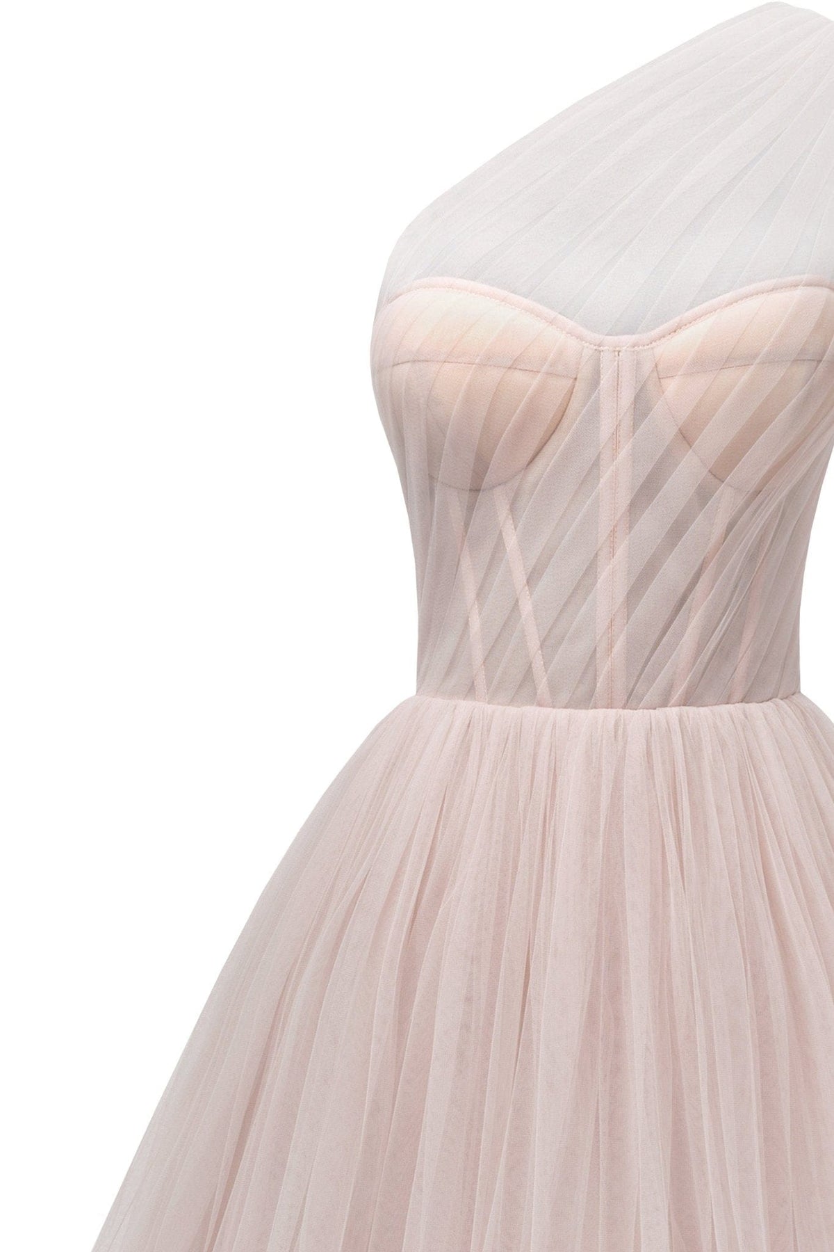 Misty Rose One-Shoulder Cocktail Tulle Dress - Milla