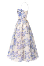 Hydrangea Organza Spaghetti-Strap Midi Dress