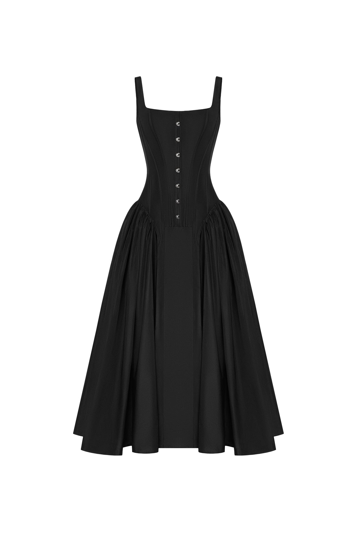 Adjustable-Lace-Up A-Line Drape Elegant Midi Dress