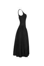 Adjustable-Lace-Up A-Line Drape Elegant Midi Dress
