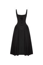 Adjustable-Lace-Up A-Line Drape Elegant Midi Dress