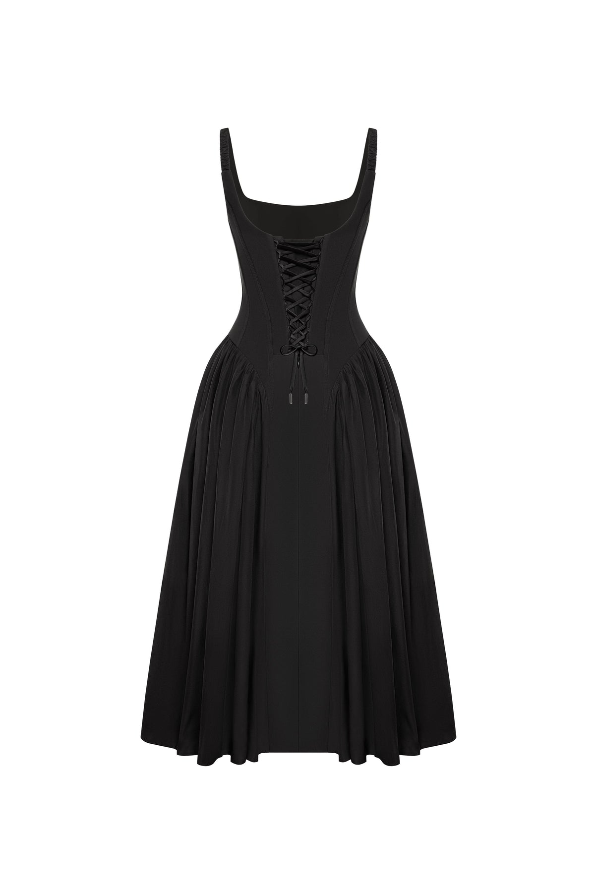 Adjustable-Lace-Up A-Line Drape Elegant Midi Dress