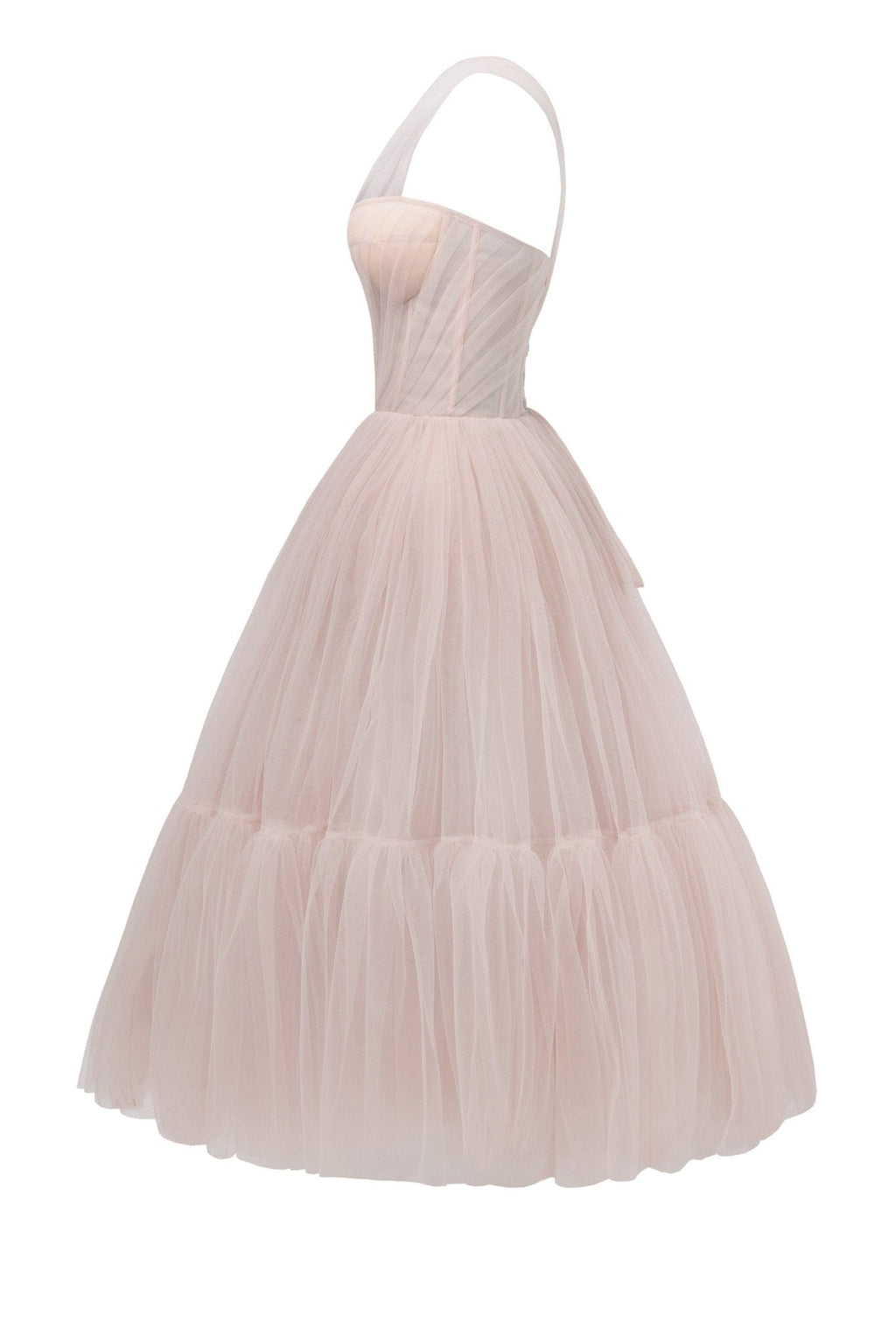 Misty Rose One-Shoulder Cocktail Tulle Dress - Milla