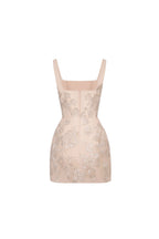 Nude Silver Embroidery Velvet Bow Mini Dress