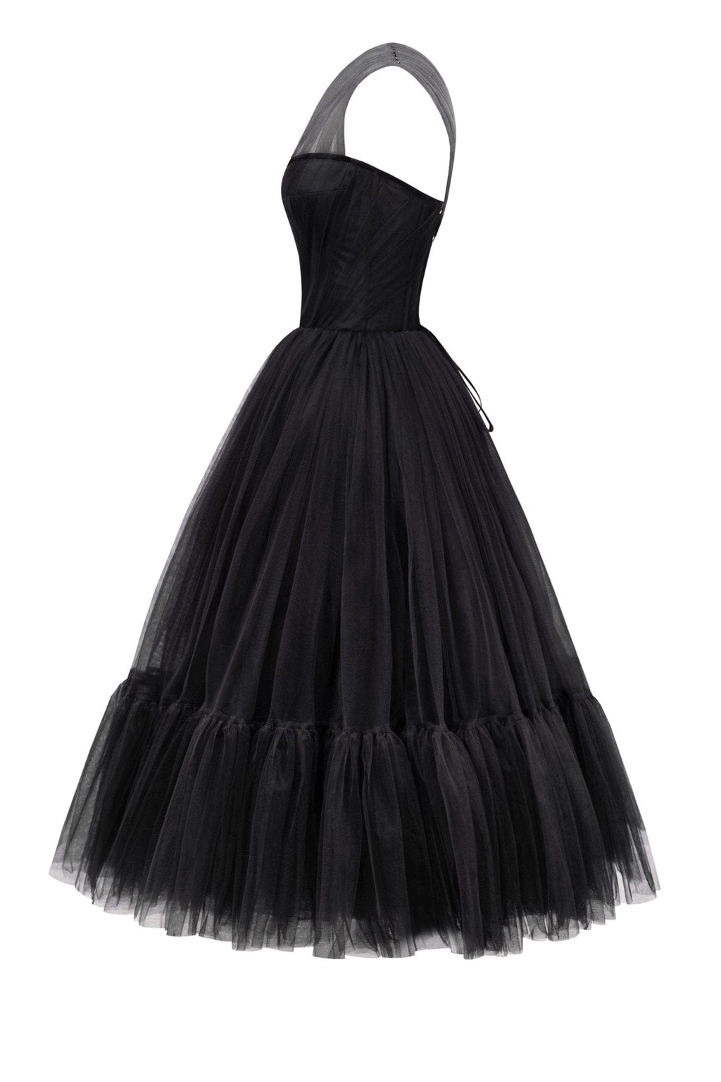 Black One-Shoulder Cocktail Tulle Dress - Milla