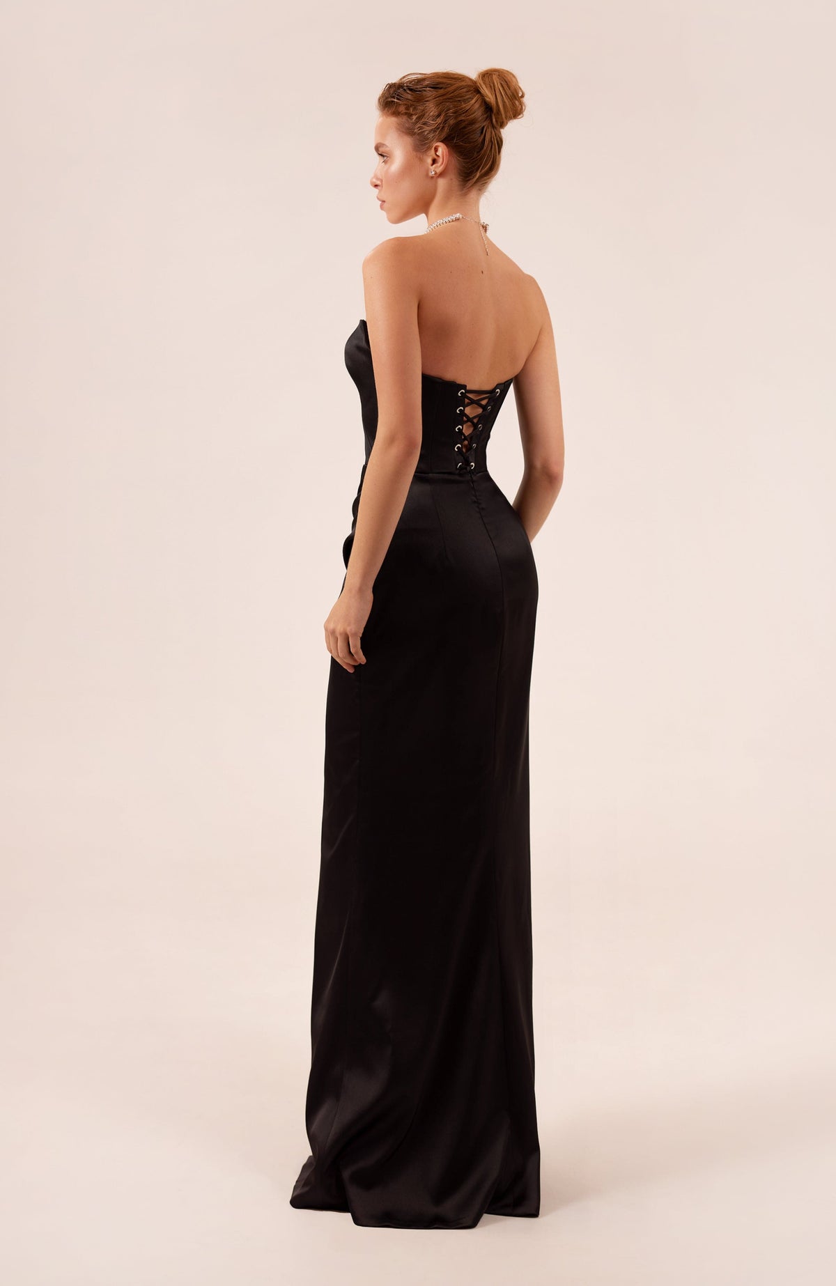 Black Atlas Strapless Sweetheart Mermaid Gown