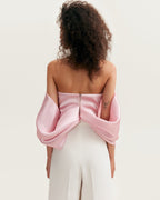 Gathered Fitted Back-Zip Pink Cropped Blouse
